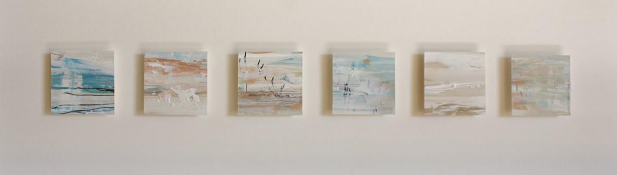 Float II, Mini beach abstracts, oil on paper with graphite, framed, 2013