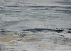 Incoming tide, incoming storm, oil, oil stick, pencil on paper, 53 x 73 cm 2015