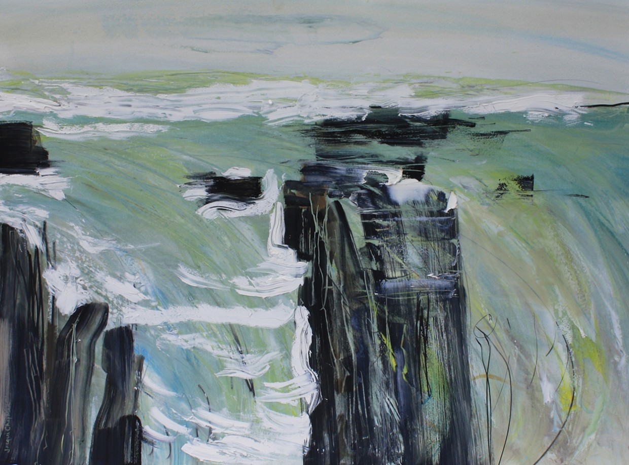 Black Rock II, oil, oil stick, pencil on paper, 53 x 73 cm 2015