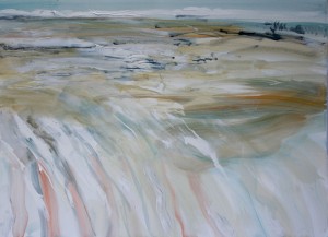 Estuary, oil, oil stick, pencil on paper, 53 x 73 cm 2015